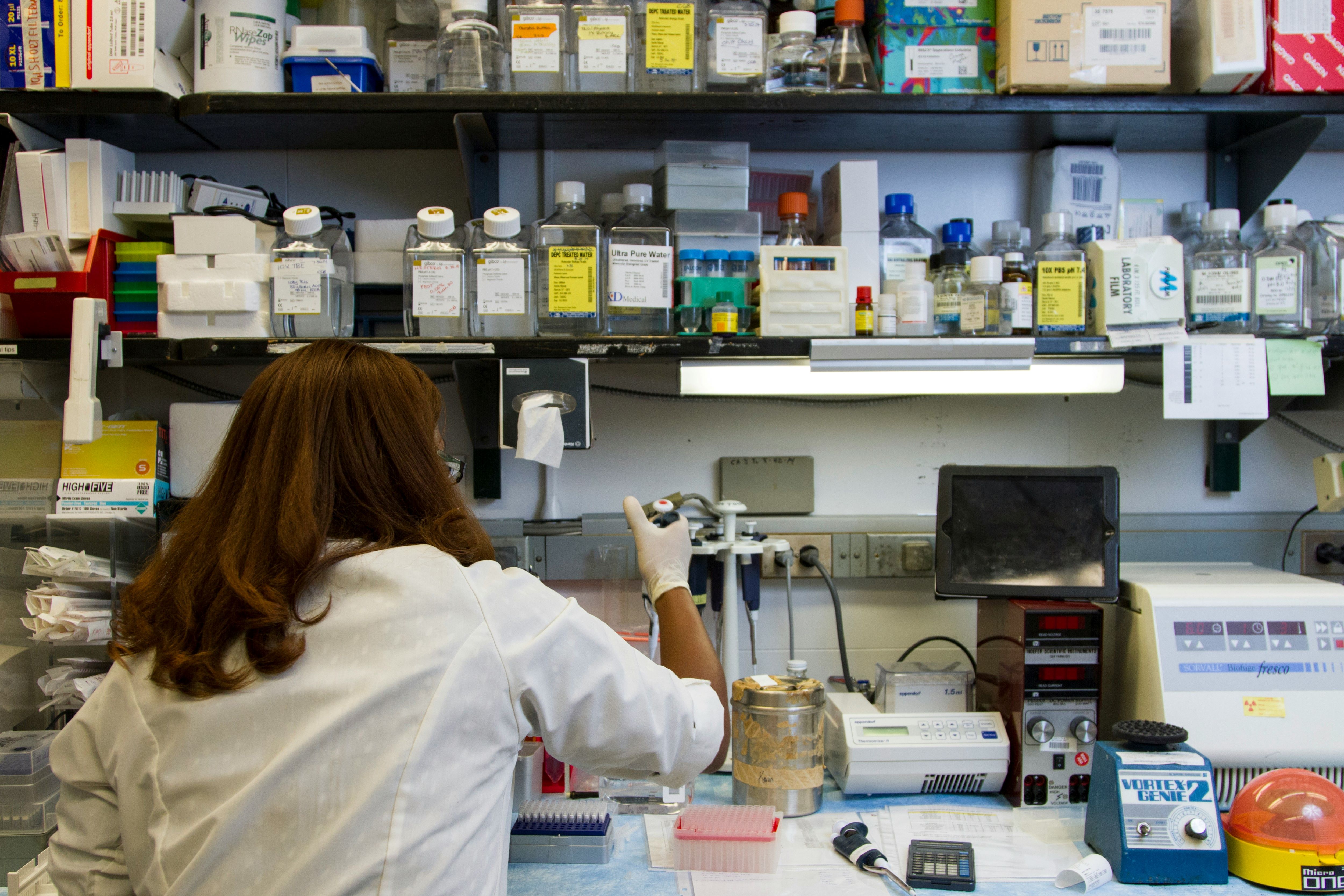 lab bench with researcher